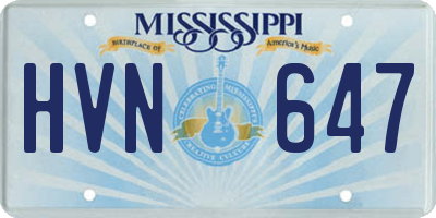 MS license plate HVN647