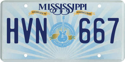 MS license plate HVN667