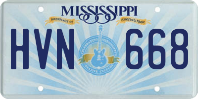 MS license plate HVN668