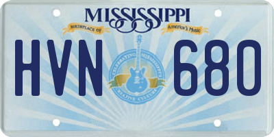 MS license plate HVN680