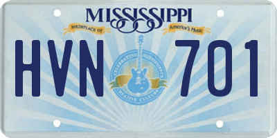 MS license plate HVN701