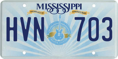 MS license plate HVN703