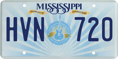 MS license plate HVN720