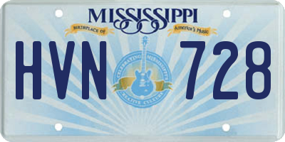 MS license plate HVN728