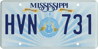 MS license plate HVN731