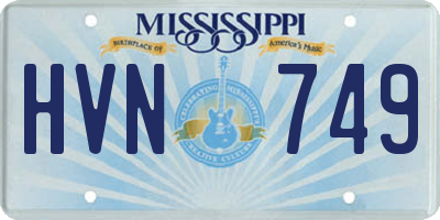 MS license plate HVN749