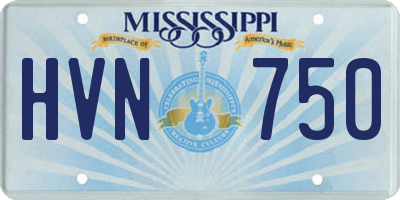 MS license plate HVN750