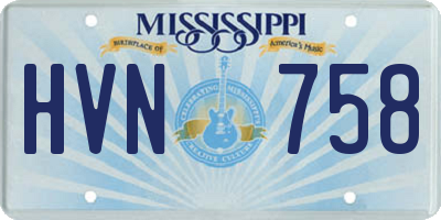 MS license plate HVN758