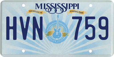 MS license plate HVN759