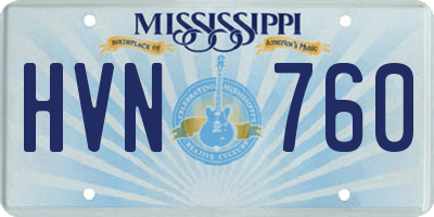 MS license plate HVN760