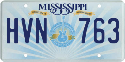 MS license plate HVN763