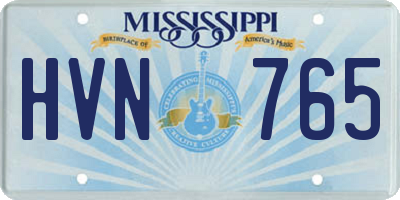 MS license plate HVN765