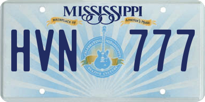 MS license plate HVN777