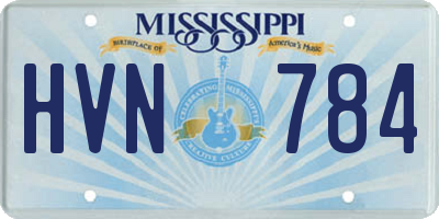 MS license plate HVN784