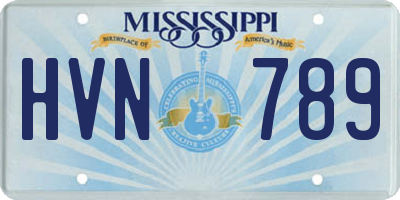 MS license plate HVN789
