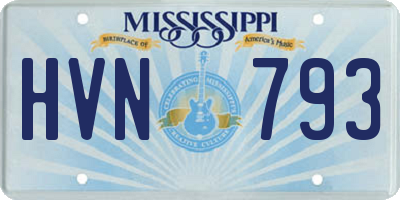 MS license plate HVN793