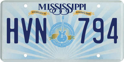 MS license plate HVN794