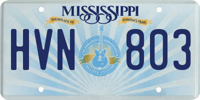 MS license plate HVN803