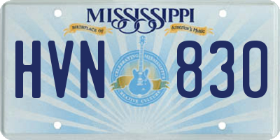 MS license plate HVN830