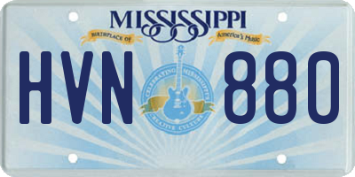 MS license plate HVN880