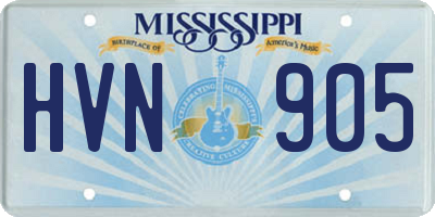 MS license plate HVN905