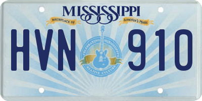 MS license plate HVN910