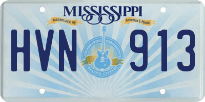 MS license plate HVN913