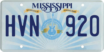 MS license plate HVN920