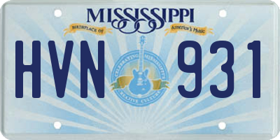 MS license plate HVN931