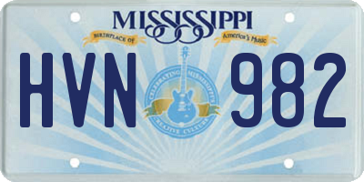 MS license plate HVN982