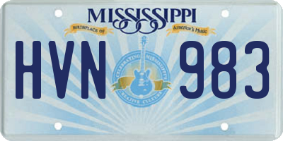 MS license plate HVN983