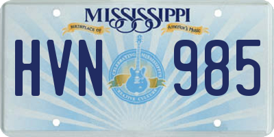 MS license plate HVN985