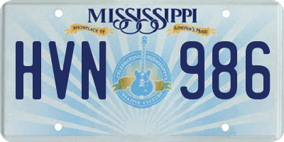 MS license plate HVN986