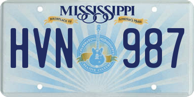 MS license plate HVN987