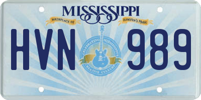 MS license plate HVN989