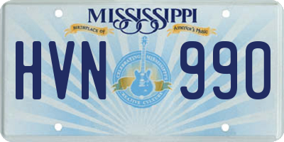 MS license plate HVN990