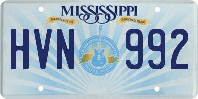 MS license plate HVN992
