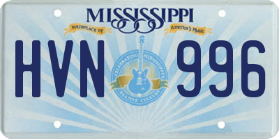 MS license plate HVN996