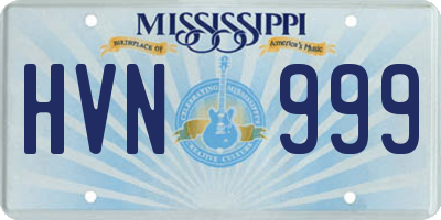 MS license plate HVN999
