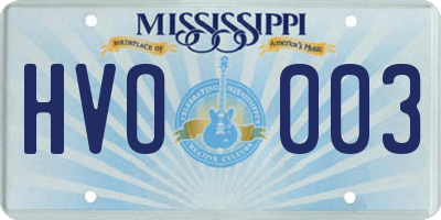 MS license plate HVO003