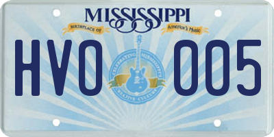MS license plate HVO005