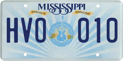 MS license plate HVO010