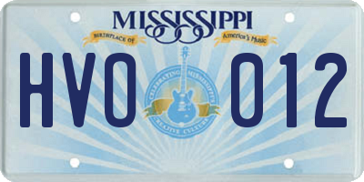 MS license plate HVO012