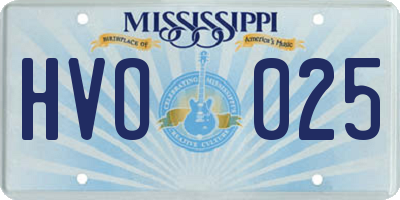 MS license plate HVO025