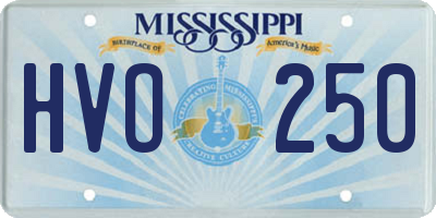 MS license plate HVO250