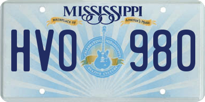 MS license plate HVO980
