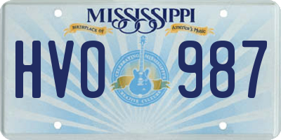 MS license plate HVO987