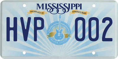 MS license plate HVP002