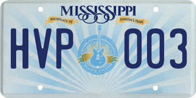 MS license plate HVP003