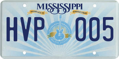 MS license plate HVP005